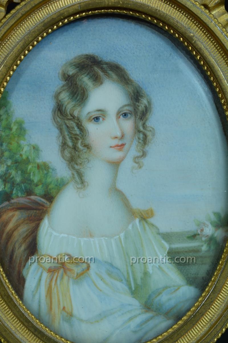 Rare Miniature Ivoiry George Hayter Ec. English Portrait Young Woman Landscape Jane Elysabeth Countess Of Ellenborough-photo-4