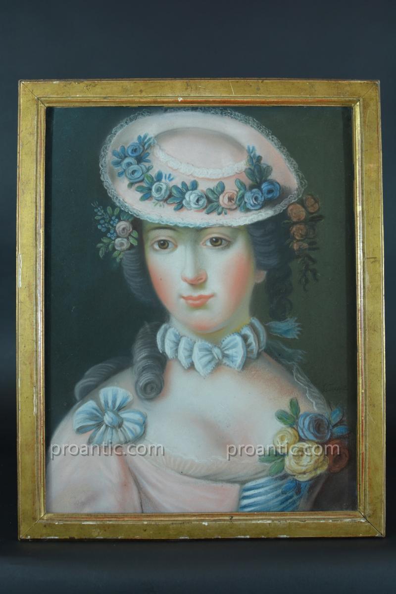 Old Portrait Painting Young Woman Louis XVI Pompadour Signed Louis Tocqué 18th-photo-4