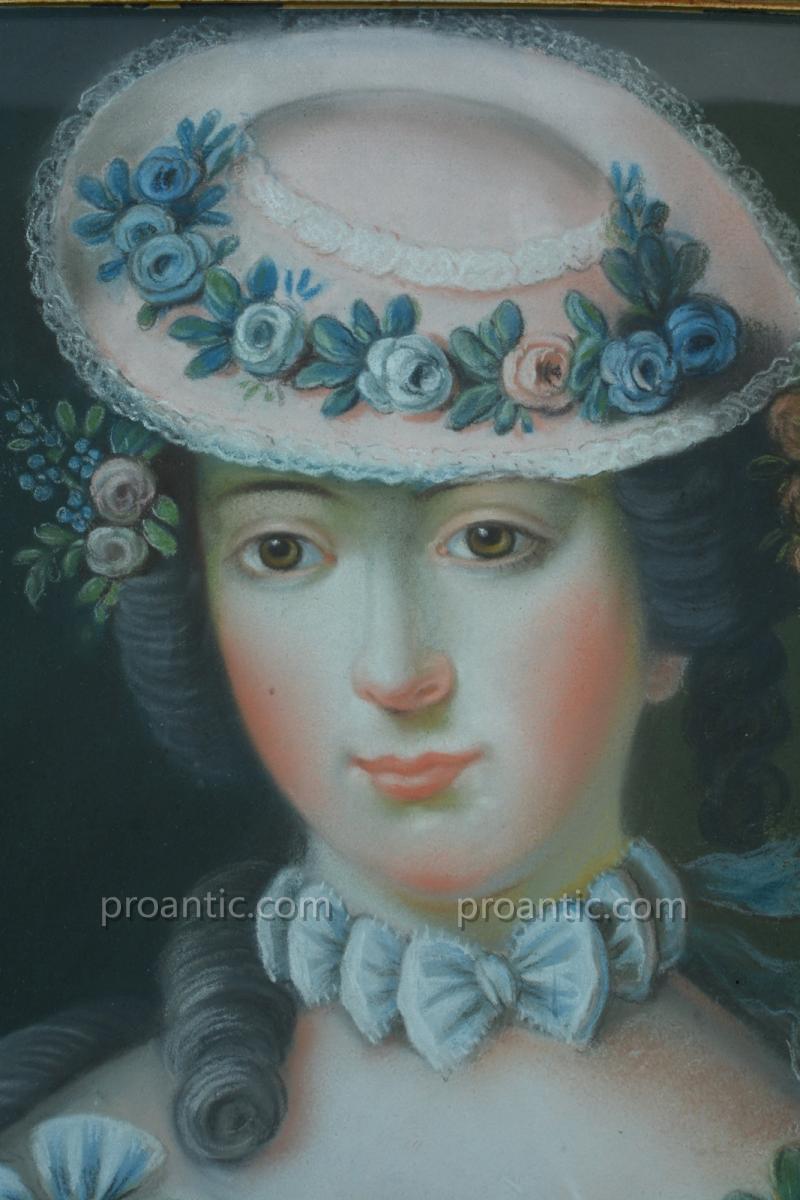 Old Portrait Painting Young Woman Louis XVI Pompadour Signed Louis Tocqué 18th-photo-1