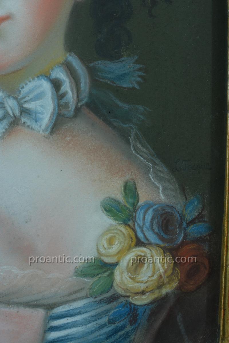 Old Portrait Painting Young Woman Louis XVI Pompadour Signed Louis Tocqué 18th-photo-4