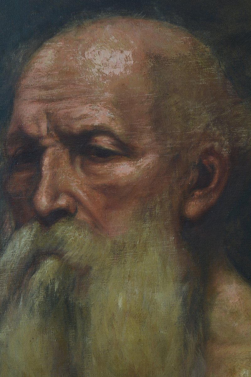 Beautiful Old  Painting Portrait Of Old Man Art Nouveau Job Academy School Of Fine Arts Paris-photo-1