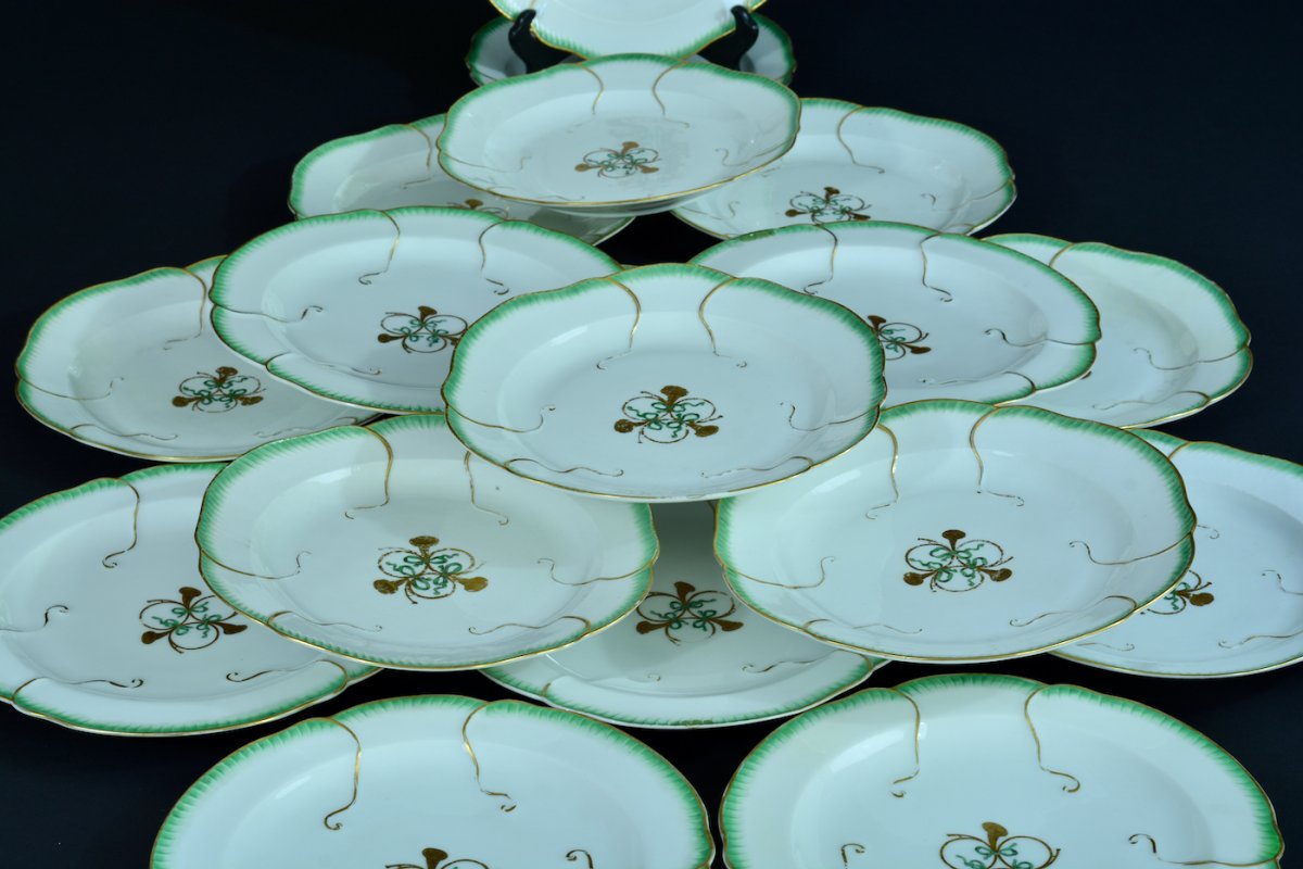 Old Meissen Porcelain Service Cabbage Leaf Sevres Louis XVI 18 Punktzeit Plates 18 E-photo-1