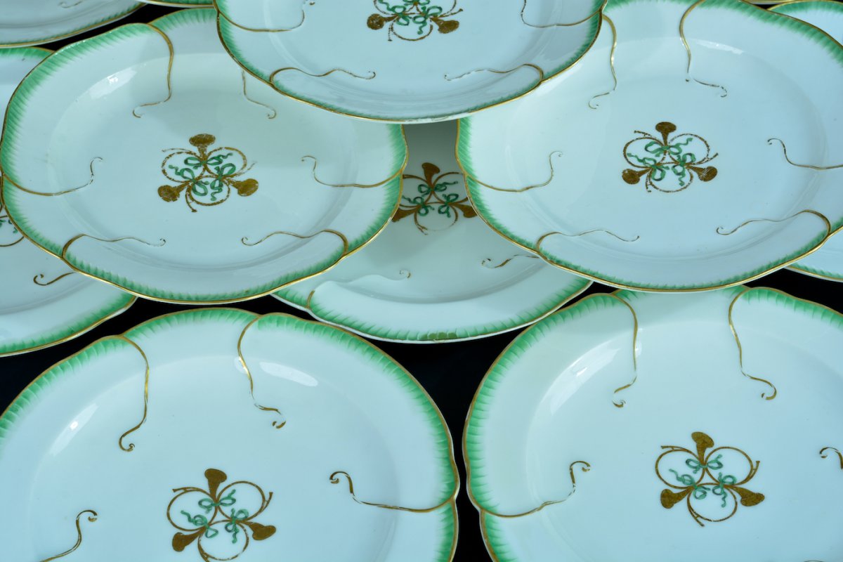 Old Meissen Porcelain Service Cabbage Leaf Sevres Louis XVI 18 Punktzeit Plates 18 E-photo-2