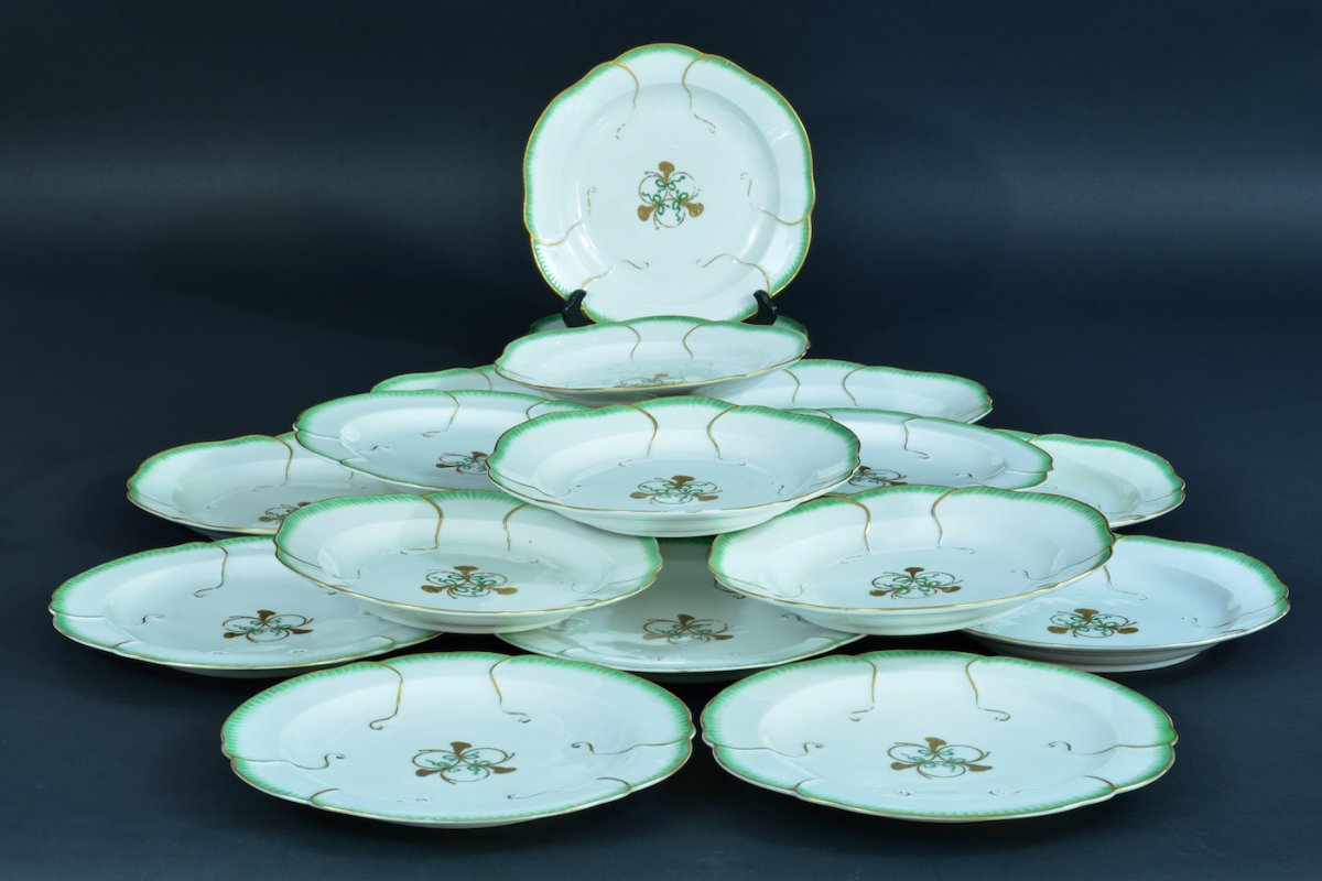 Ancien Service Porcelaine Meissen Feuille De Choux Sevres Louis XVI 18 Assiettes Punktzeit 18 E-photo-8