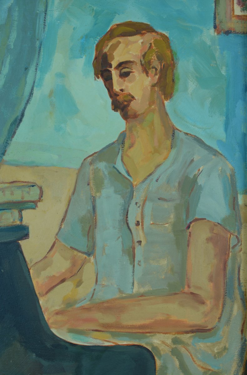 Tableau Ancien Portrait Pianiste Philippe Blacher Réalité Poétique Georges Vidal-photo-3