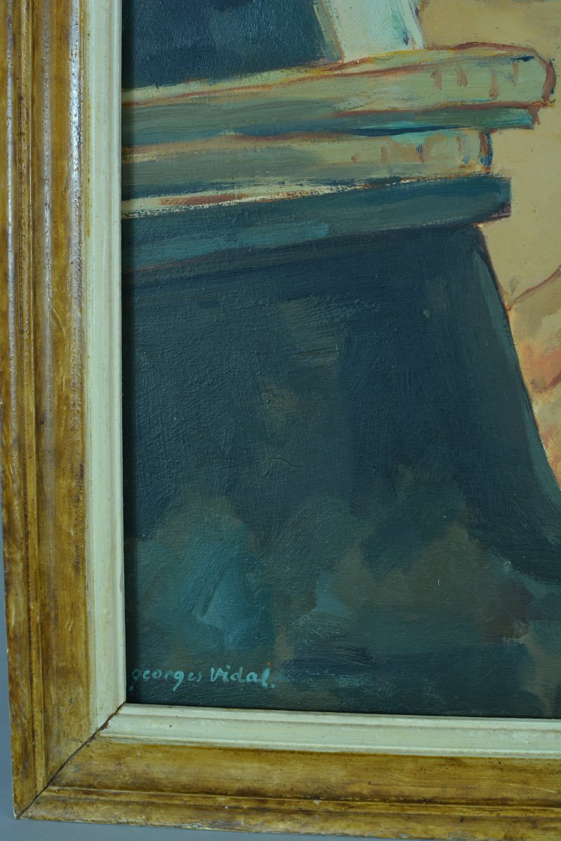 Tableau Ancien Portrait Pianiste Philippe Blacher Réalité Poétique Georges Vidal-photo-3