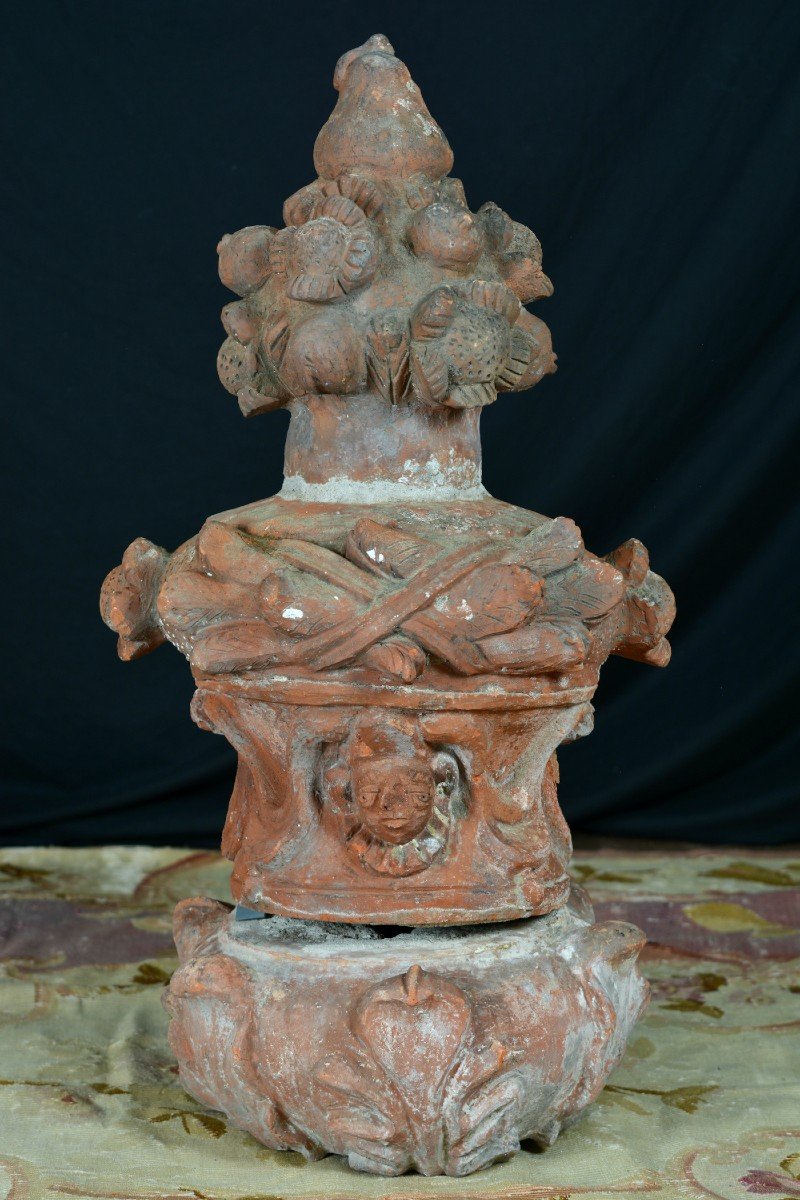 Grotesque Baluster Siding 17th Fruit Terracotta Architecture Building Decor-photo-2