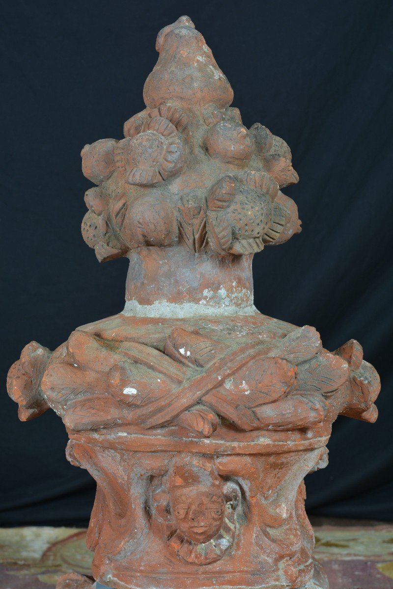 Grotesque Baluster Siding 17th Fruit Terracotta Architecture Building Decor-photo-3