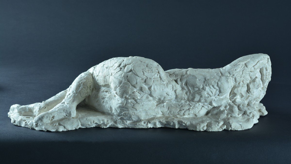 Ancienne Statue Sculpture Plâtre Atelier étude Nue Femme Enceinte Portrait  Féminin  Maternité-photo-3