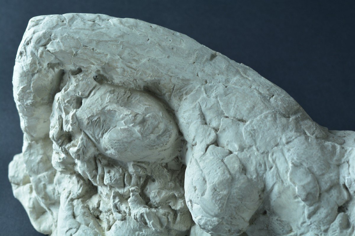 Ancienne Statue Sculpture Plâtre Atelier étude Nue Femme Enceinte Portrait  Féminin  Maternité-photo-4