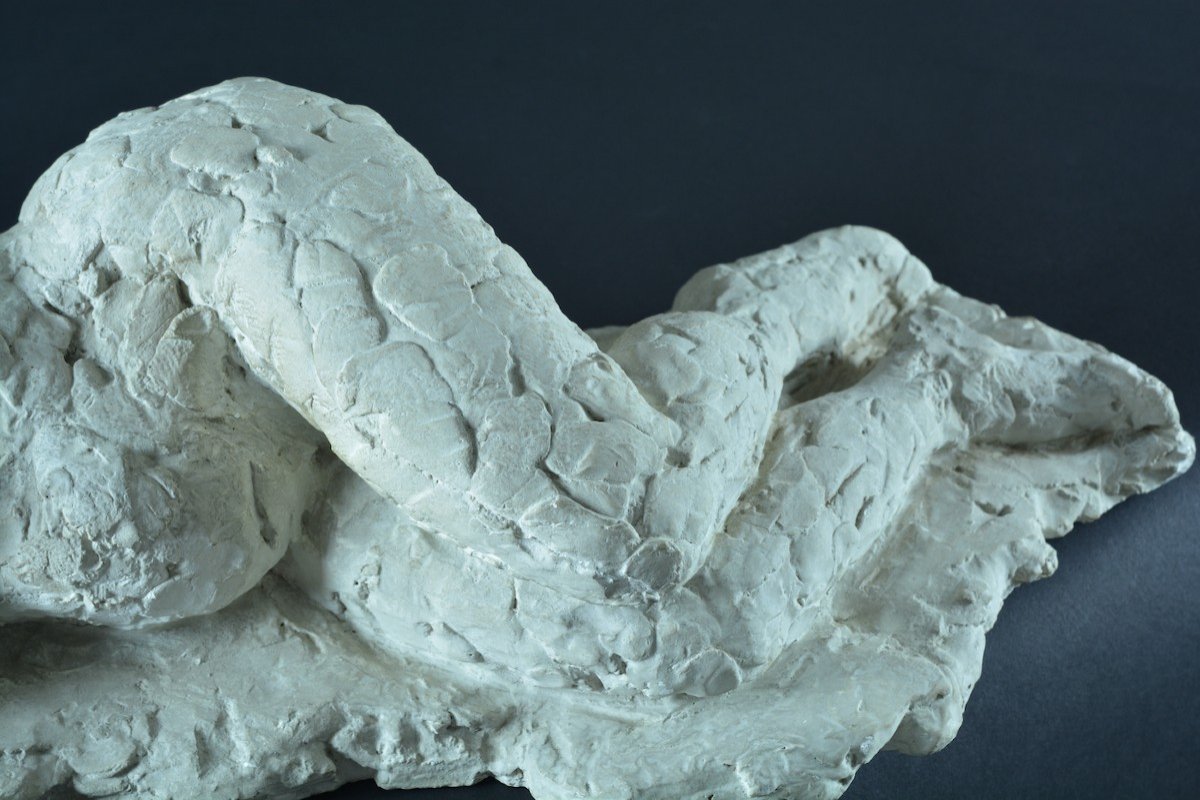 Ancienne Statue Sculpture Plâtre Atelier étude Nue Femme Enceinte Portrait  Féminin  Maternité-photo-2