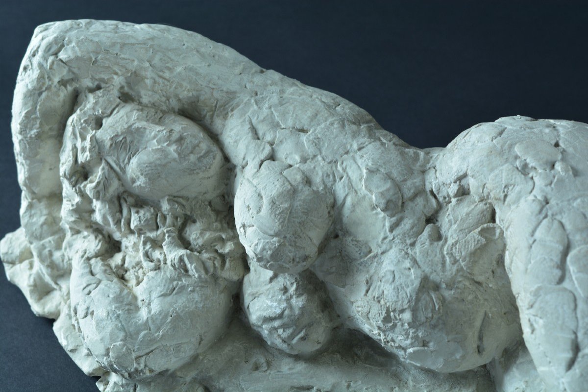 Ancienne Statue Sculpture Plâtre Atelier étude Nue Femme Enceinte Portrait  Féminin  Maternité