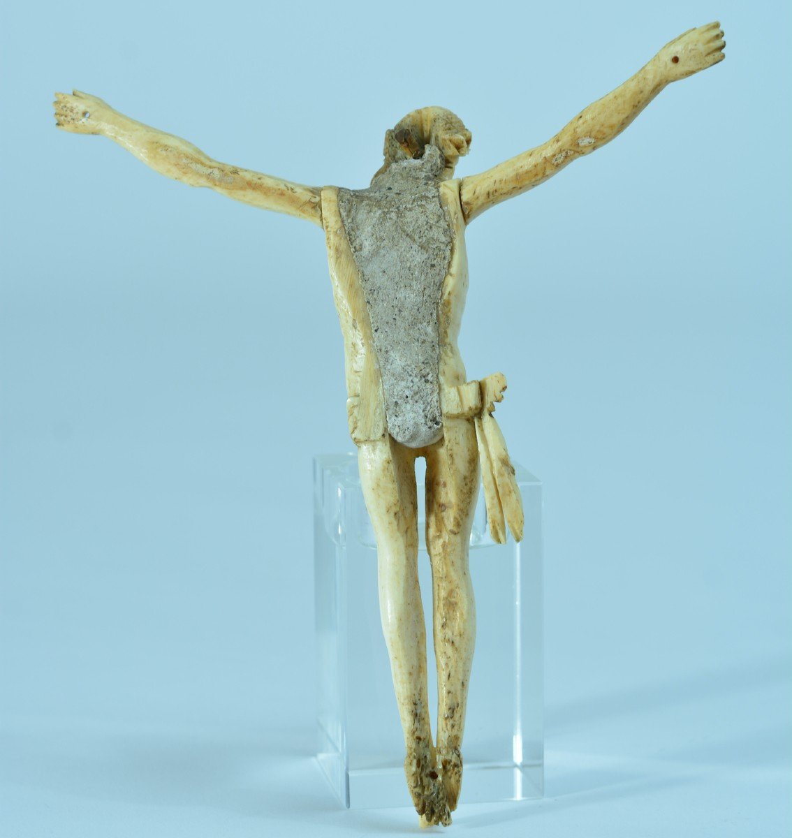 Ancient Beautiful Christ Corpus Christi Patiens Carved 18th Religious Ivory Crucifix-photo-1