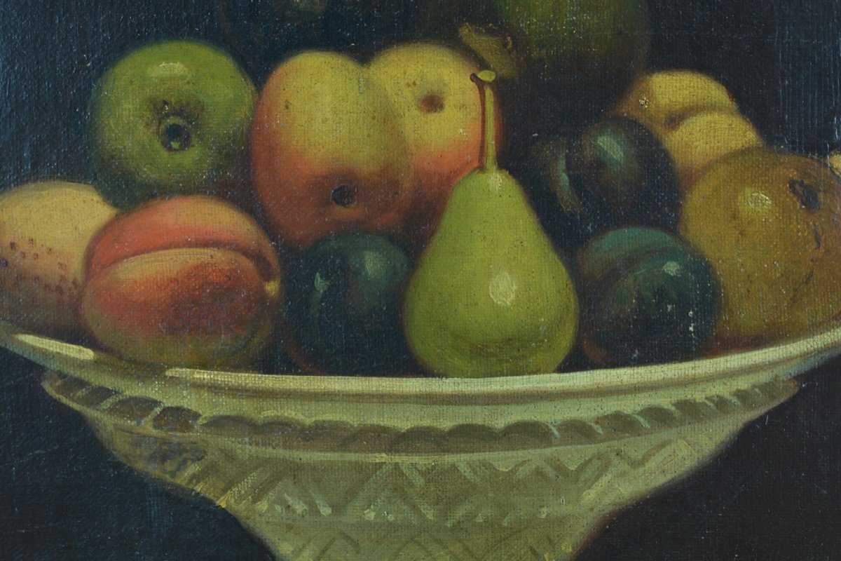 Gabriel-Germain Joncherie sv. Tableau  Trompe L’oeil 19 ème Nature Morte Alcôve Coupe Fruits-photo-3