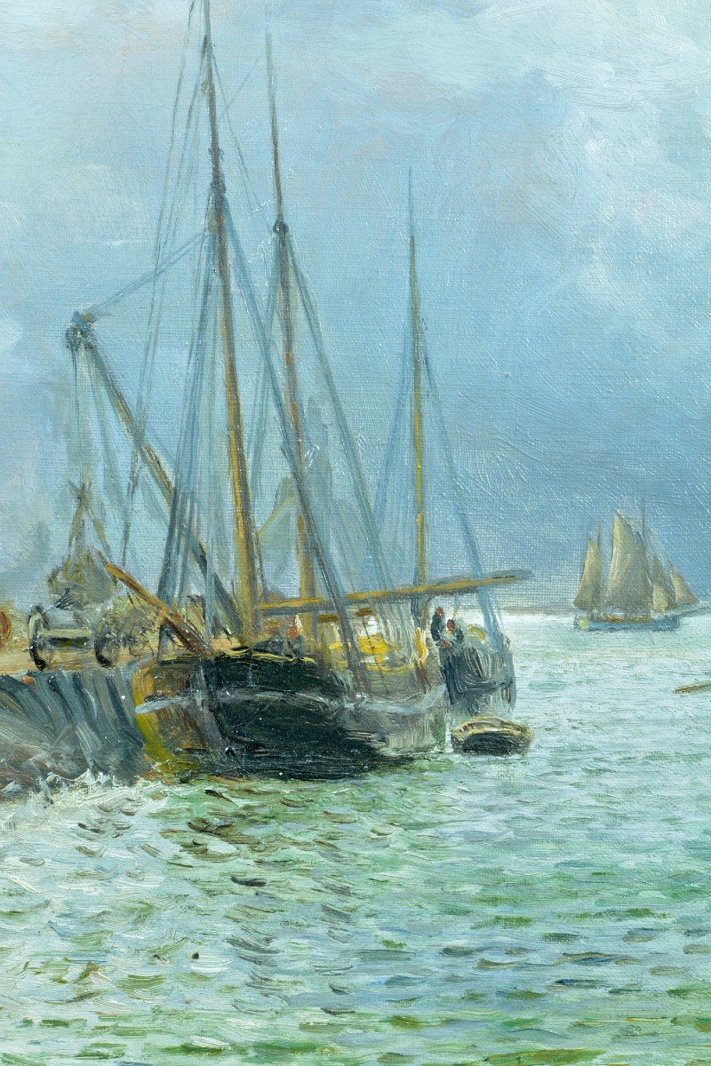 Marine Holger Lübbers Tableau Ancien Bateau Port Danemark Bateau De Pêche-photo-2