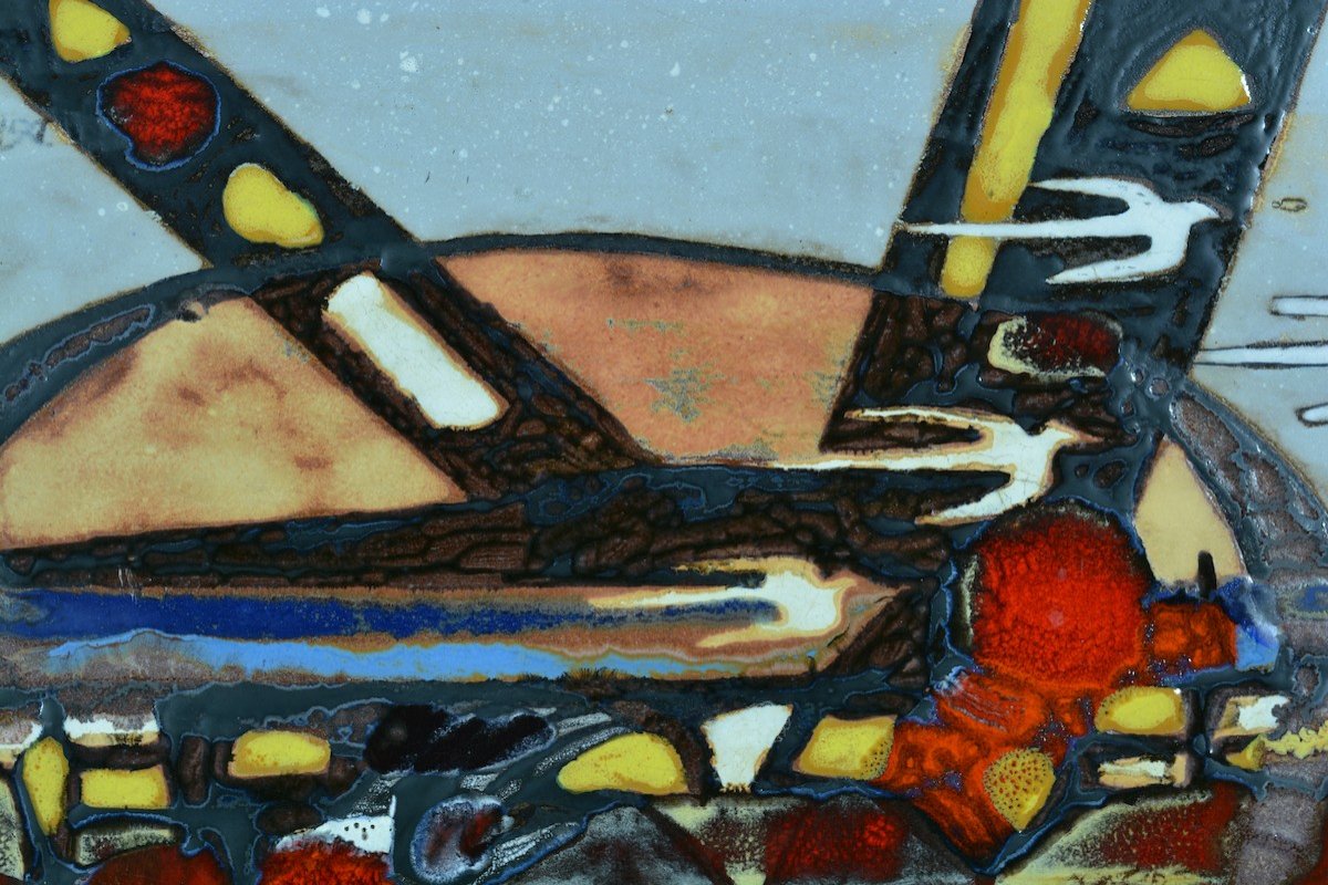 Ceramic Table Design Vintage Modernist Emaux Picard Azema Toulouse Landscape-photo-4