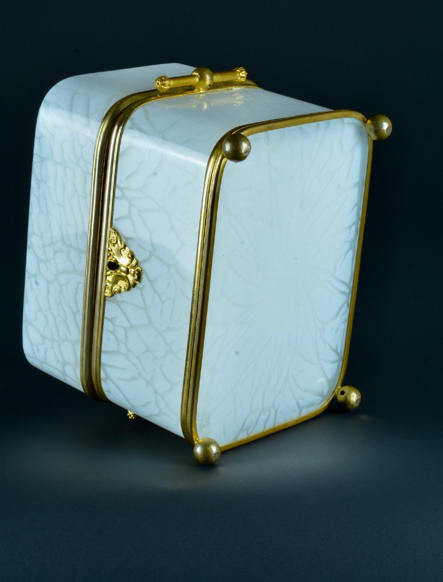 Old Large Jewelry Box Opaline And Gilt Bronze 19th-photo-3