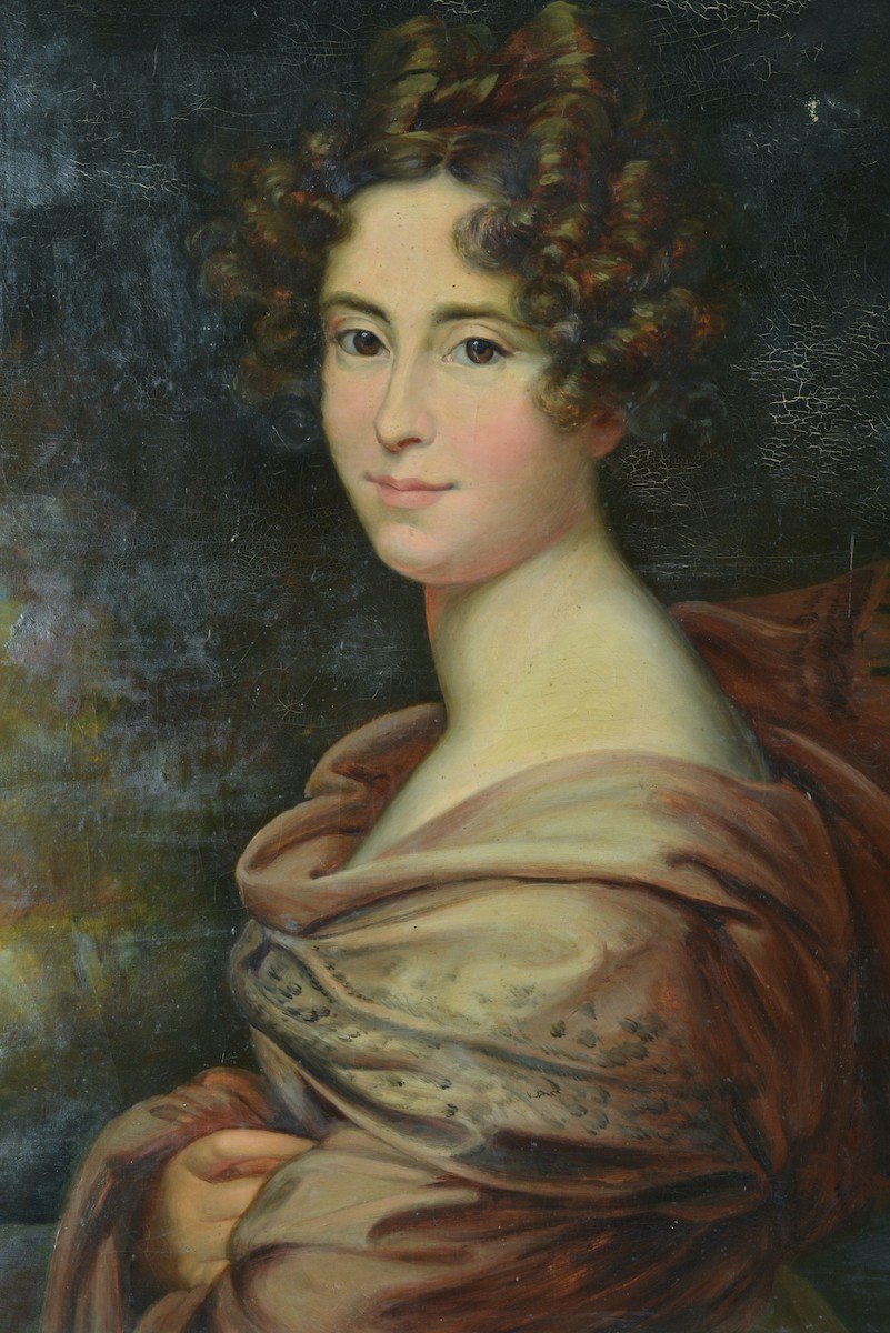 Tableau  Ancien Empire Portrait Jeune Femme Ent. Baron Gros Cadre-photo-3