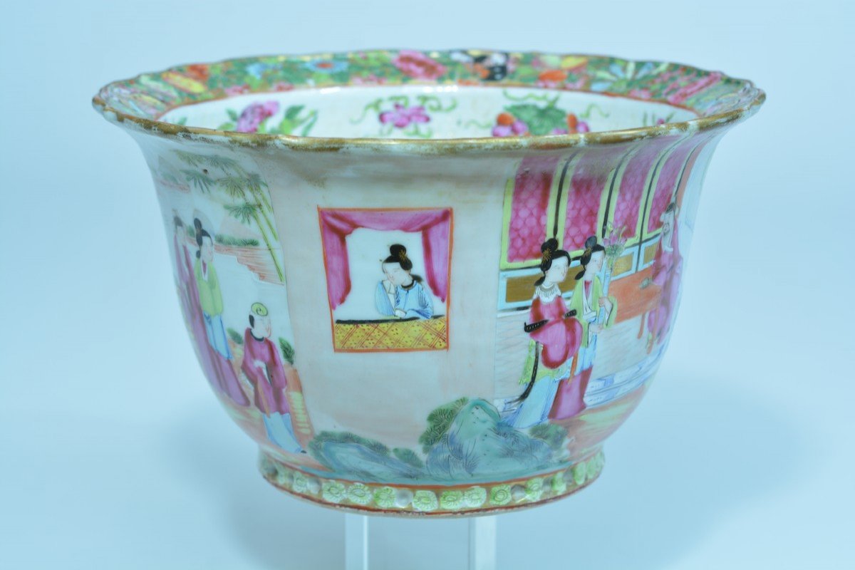  Ancien Cache Pot En Porcelaine De Canton Famille Rose Jardinière China Décor