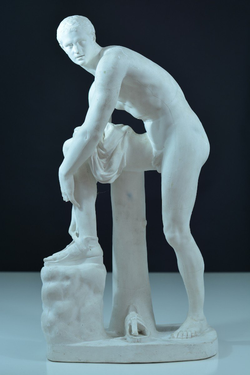 Ancien Statue Sculpture Antique Portrait Hermes Nu Sandale Cincinnatus 19eme GRECE-photo-2