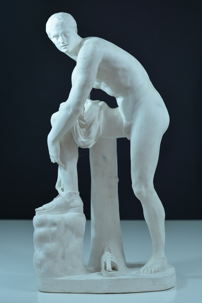 Old Statue Sculpture Antique Portrait Hermes Nude Sandal Cincinnatus 19th Greece-photo-2