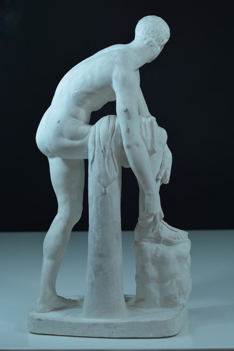 Old Statue Sculpture Antique Portrait Hermes Nude Sandal Cincinnatus 19th Greece-photo-3