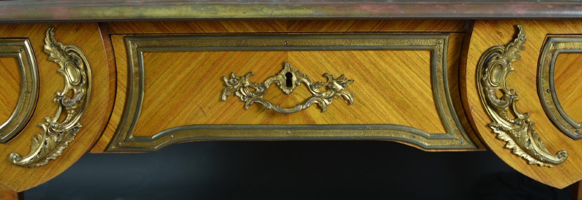 Charles Cressent  Ancien Bureau Plat Ministre  Louis XV Bronze Doré Espagnolettes Meuble décor rangement -photo-2