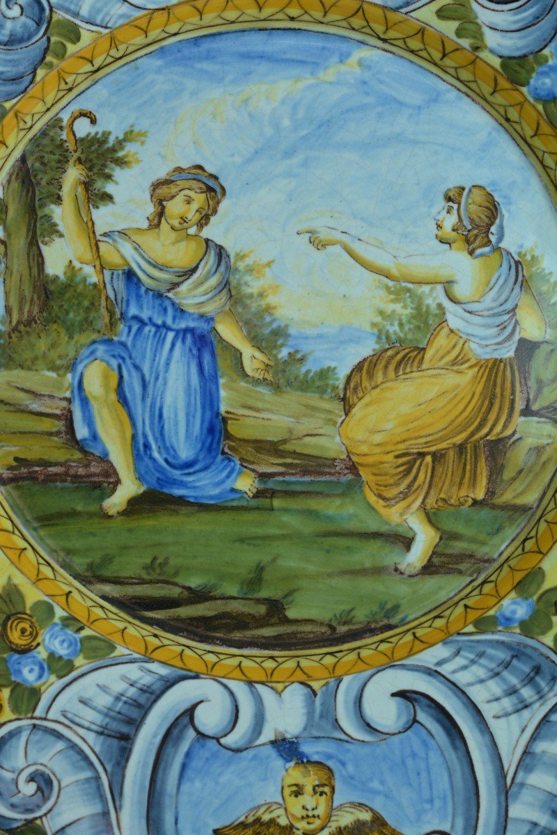 Avelli De Rovigo Urbino  Sv Ancien Grand Plat Faience Italie Renaissance  Majolique X 2 