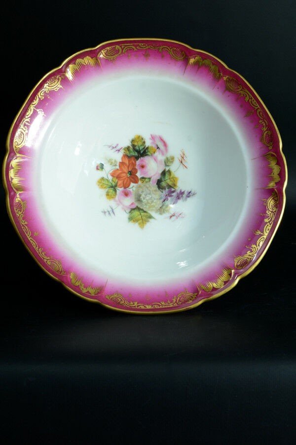 25 Belles Assiettes Peintes Bouquet De Roses Porcelaine De Paris Or Shabby Chic-photo-2