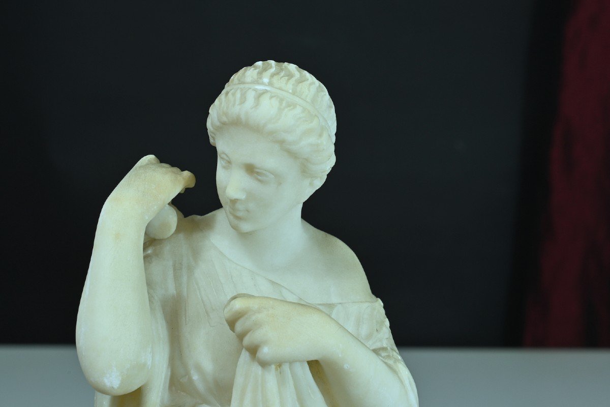 Ancienne Statue Diane De Gabies Praxitele Grec Rome Antique Portrait Albatre 19e-photo-4