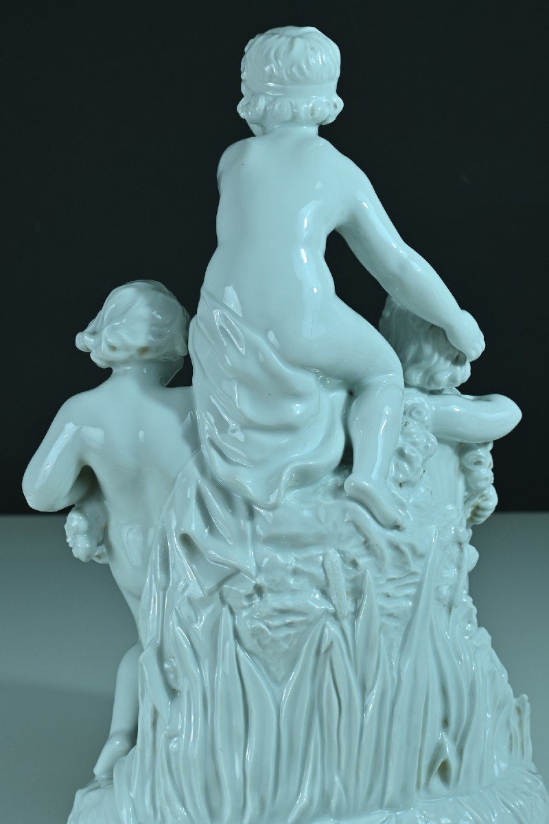 Antique Large Art Deco Porcelain Group Saxony Little Girls Rose Wien 1930-photo-2