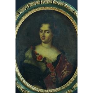 Francois De Troy Ent. Old Table Portrait Of Courtesan Woman 17th Ent. Frame