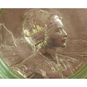 Ancienne Coupe En Bronze Dropsy Marine Portrait Bretonne Orsay Susse Frères 19e médaille
