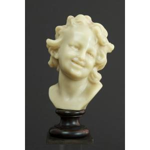 Old Bust Head Of A Laughing Child Jean Baptiste Carpeaux Wax 19th