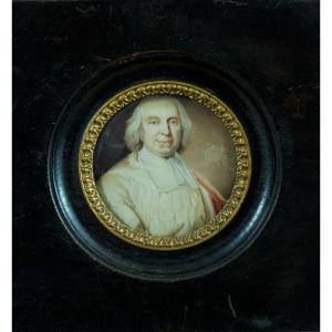 Hyacinthe Rigaud Old Miniature Portrait Painting Cardinal Fleury Perpignan 1811