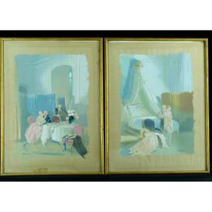 Guirand De Scevola Follower Old Painting The Libertine Banquet Marquis Naked Woman X2