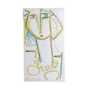 Antonio Guansé Old Painting Portrait Young Woman Modern Art Cubist 1950 Spain