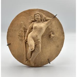 Ancienne Sculpture Curiosa Terre Cuite Portrait Femme Nue Bacchante st Claudion 19e