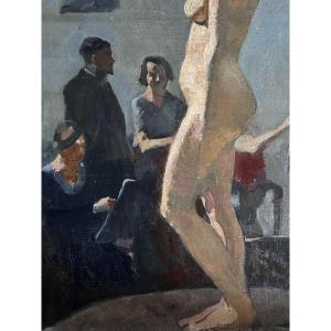 JEAN TERLES Tableau portrait femme Académie Nue Modèle Professeur BEAUX ART ART DECO 