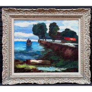 Large Boat Painting Marine Basque Coast Vagh-weinmann Hst Montparnasse Frame