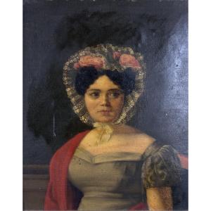 tableau couple portrait femme costume Protestant Bosc Bordeaux 19e x2
