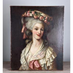 Painting Portrait Of A Courtesan, Headdress, Hat, Princess Louis XVI, Following Riout 