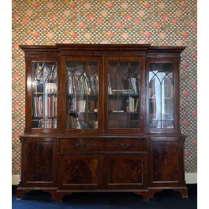 Large Scriban Bookcase Desk Display Cabinet In Mahogany Secret Drawer 19th