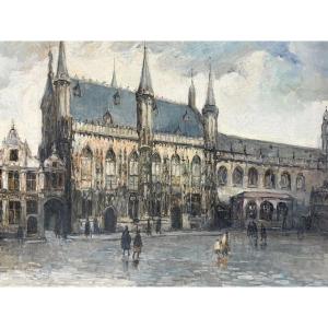 Gustave Helinck Painting Landscape View Sky Bruges Animated Post Impressionist Belgian