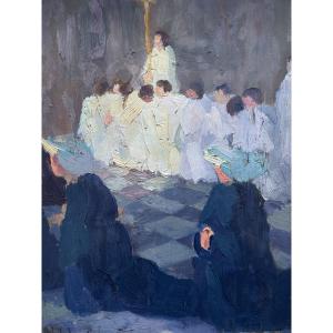 Marie Louise Lustremant Tableau La Procession Notre Dame De Paris Enfant De Coeur Moniale