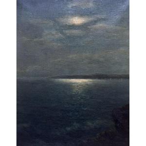 Vincent Ambrosini Painting Landscape Moonlight On The Gulf Nocturnal Marine Provençale