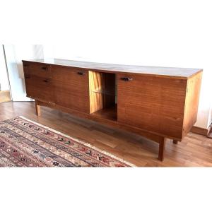 Enfilade en teck scandinave niche design vintage buffet bas 1960 rangement décor intérieur