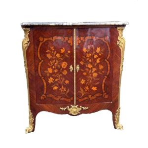 Louis XV-style Console Table With Bronze And Marble Marquetry