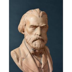 Sculpture originale  portrait Eugène Pelletan écrivain Adolphe Berteault Hugo 1869 commune 