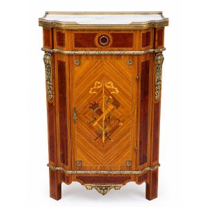 Louis XVI-style Console Table With Gilded Bronze And Marble Inlay
